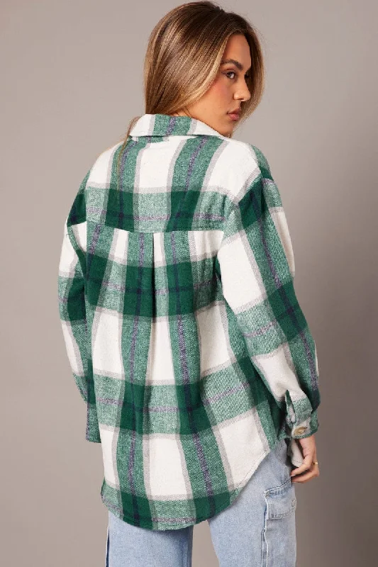 Green Check Relaxed Shirt Long Sleeve