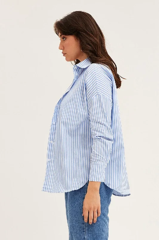 Stripe Collared Long Sleeve Button Up Shirt