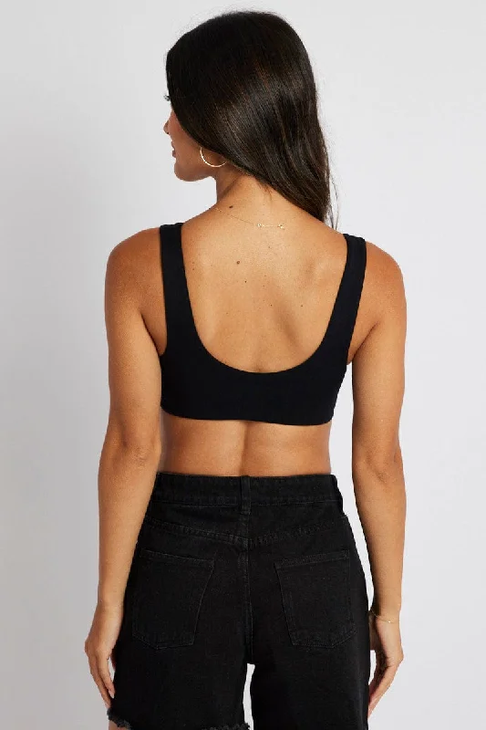 Black Bralette Scoop Neck Seamless