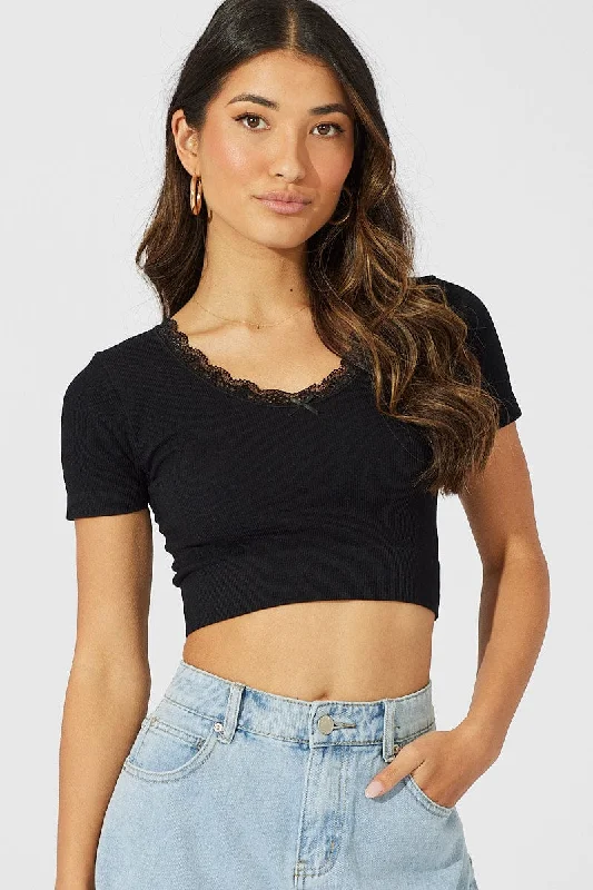 Black Seamless Top Short Sleeve