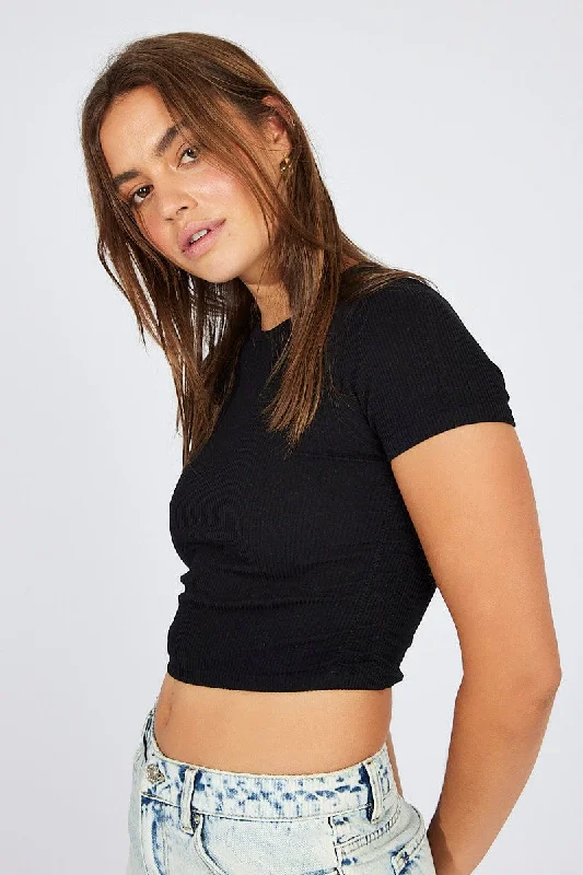 Black Top Short Sleeve Seamless