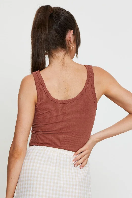 Brown Bralette Seamless Rib