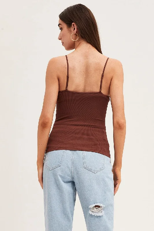 Brown Seamless Singlet Top