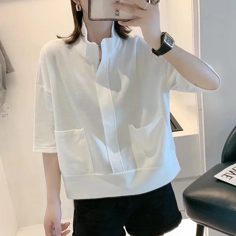 Casual Plain Short Sleeve Shirts & Tops