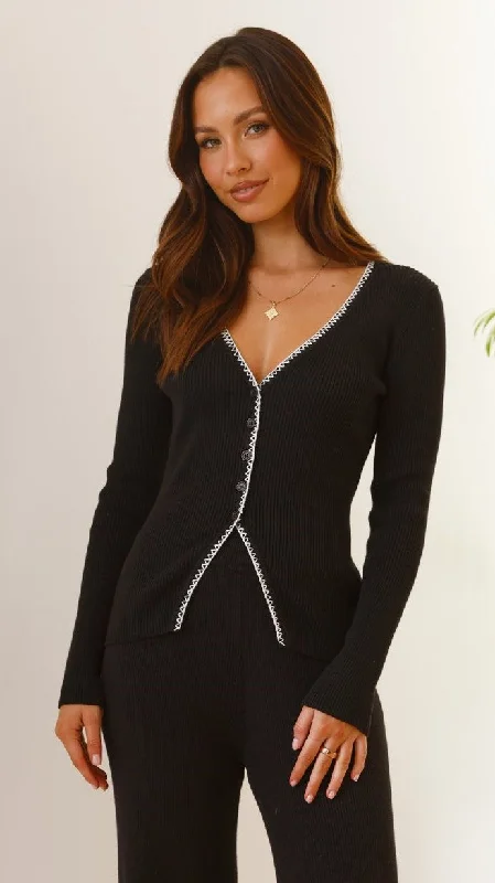 Kaelyn Long Sleeve Top - Black