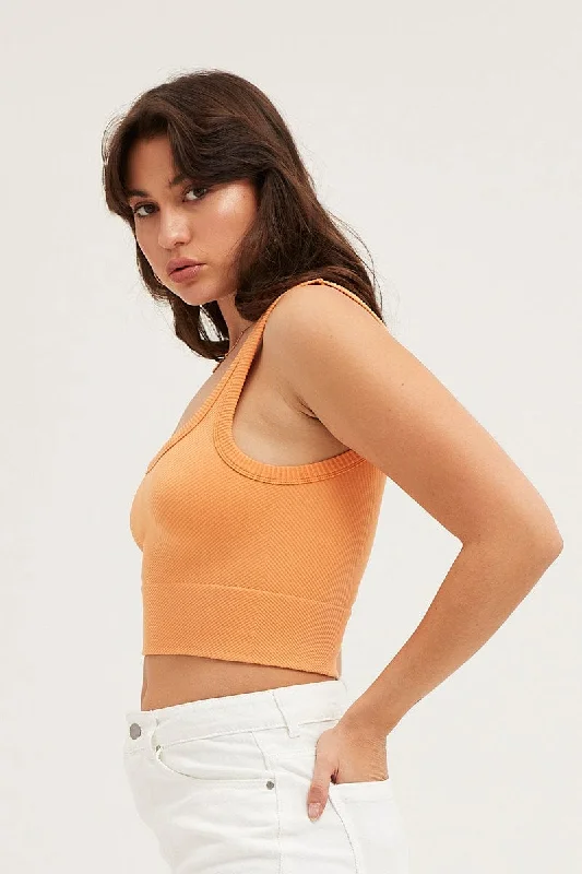 Orange Bralette Seamless Rib