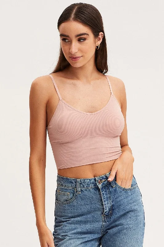 Pink Crop Singlet Top Seamless