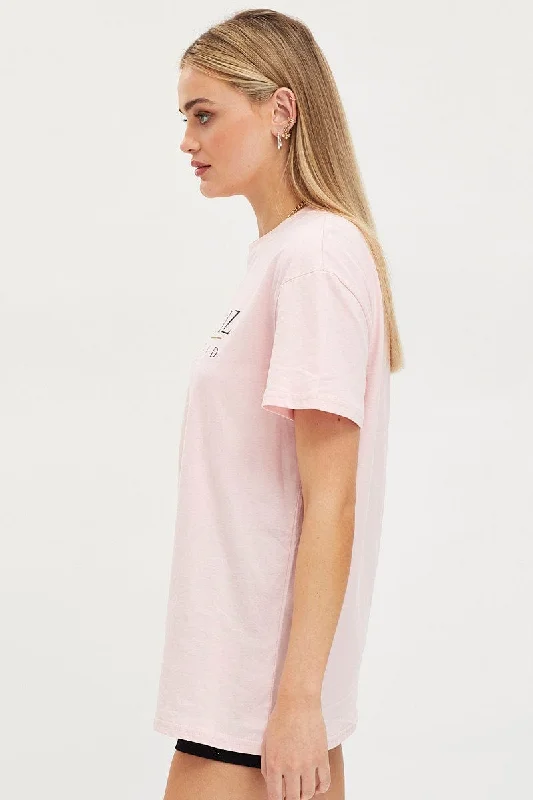 Pink Graphic T Shirt Short Sleeve