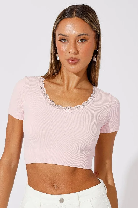 Pink Seamless Top Short Sleeve