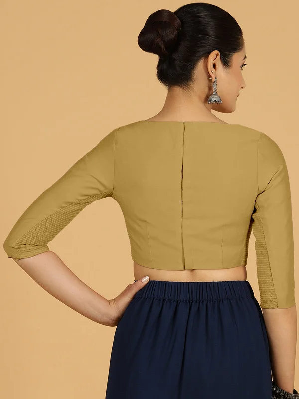 Tamanna x Rozaana | Three Quarter Sleeves Saree Blouse in Dijon Mustard