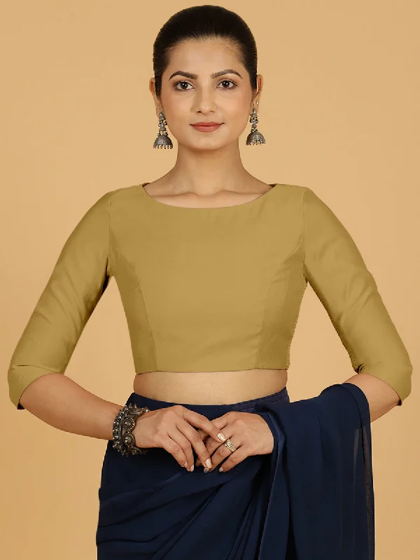 Tamanna x Rozaana | Three Quarter Sleeves Saree Blouse in Dijon Mustard