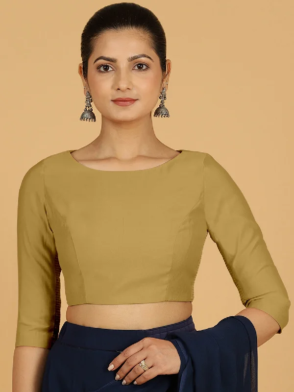 Tamanna x Rozaana | Three Quarter Sleeves Saree Blouse in Dijon Mustard