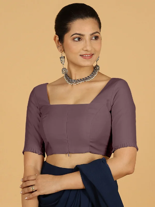 Nihira x Rozaana | Elbow Sleeves Saree Blouse in Purple Mauve