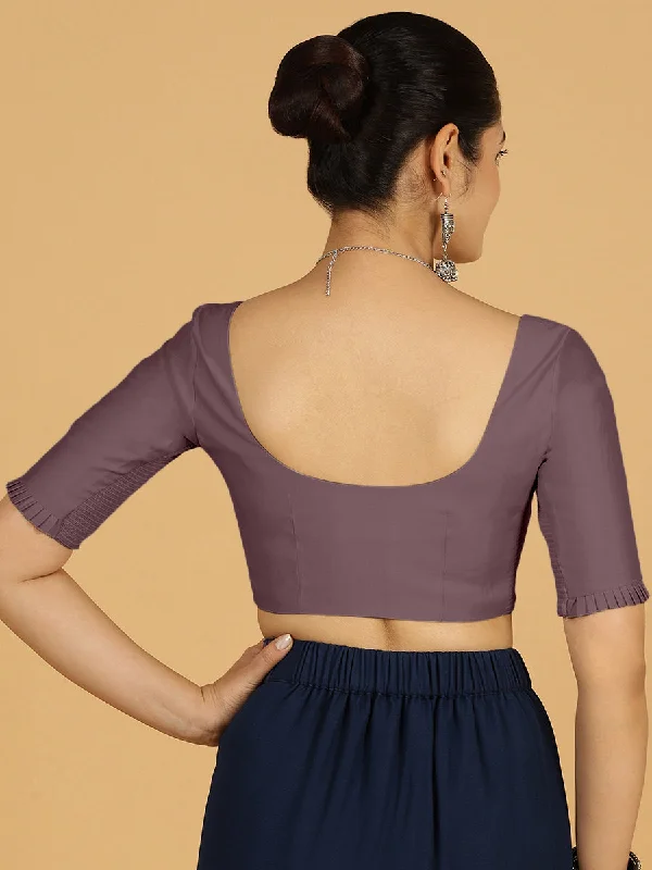 Nihira x Rozaana | Elbow Sleeves Saree Blouse in Purple Mauve