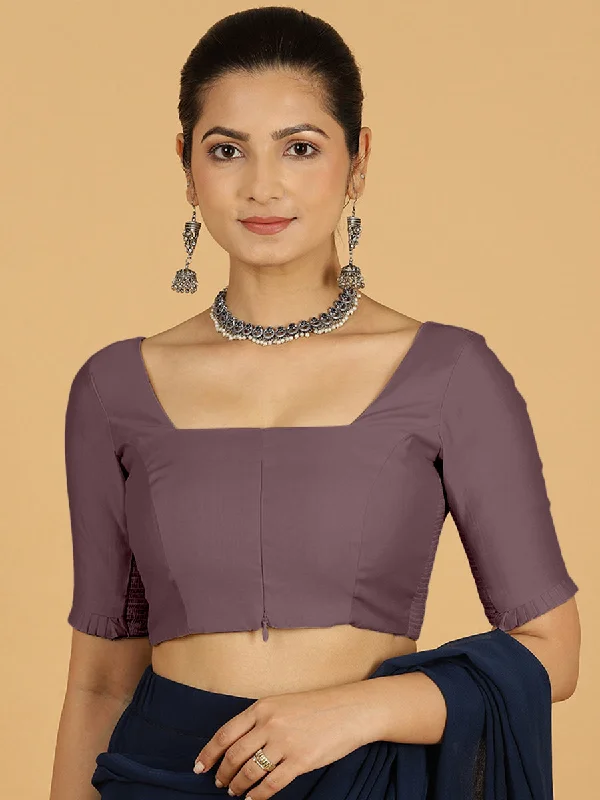 Nihira x Rozaana | Elbow Sleeves Saree Blouse in Purple Mauve