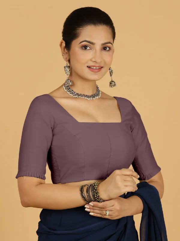 Nihira x Rozaana | Elbow Sleeves Saree Blouse in Purple Mauve