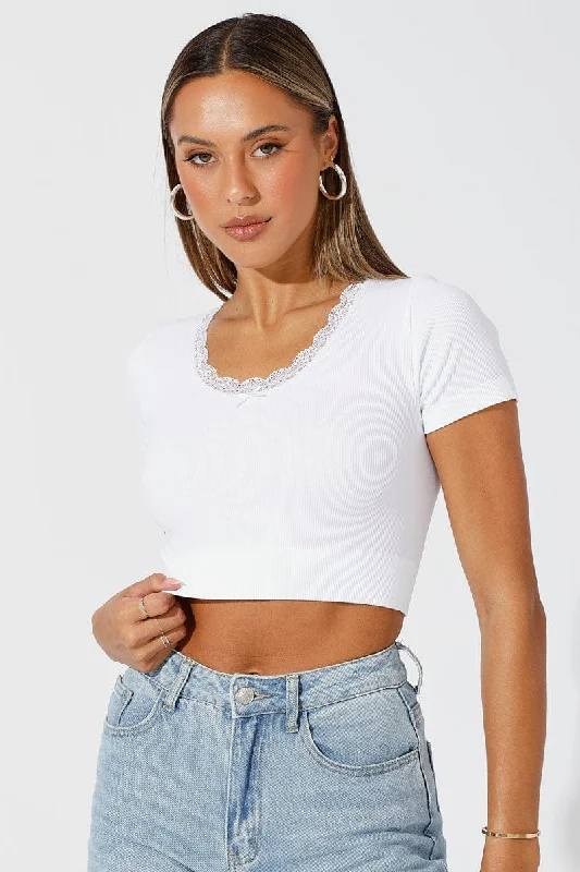 White Seamless Top Short Sleeve