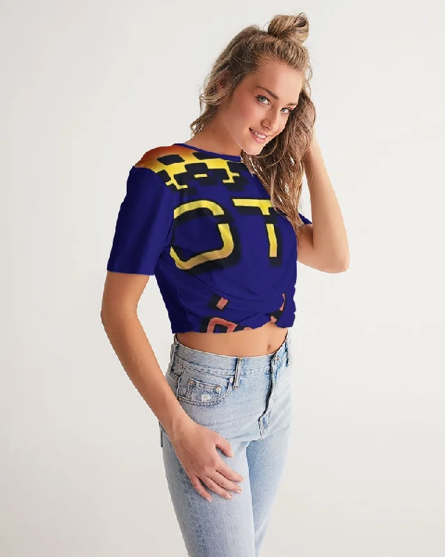 BLUE SEA Women's Twist-Front Cropped Tee