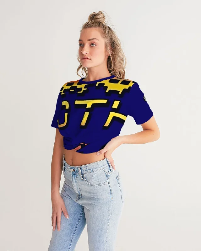 BLUE SEA Women's Twist-Front Cropped Tee