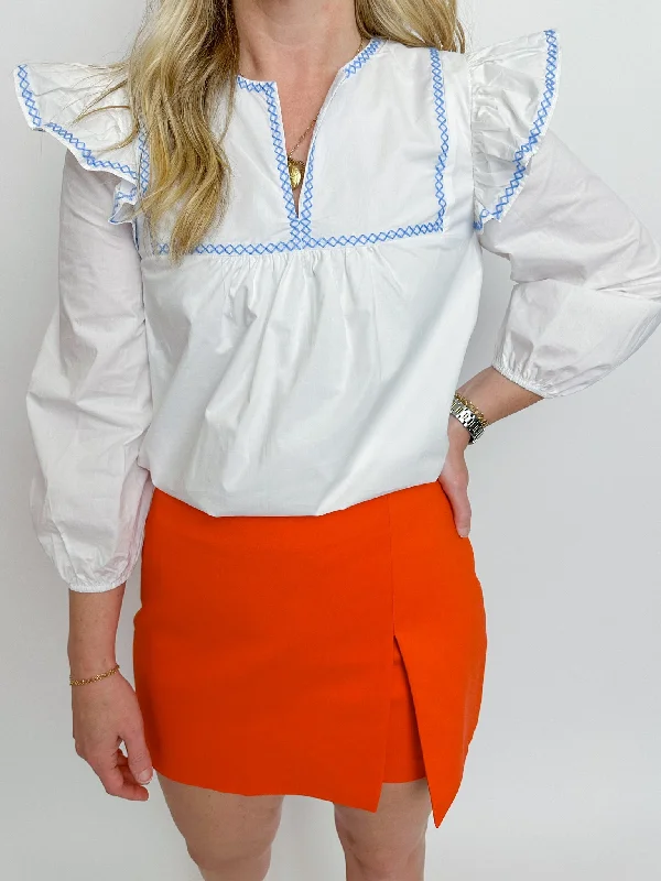 Julia Contrast Embroidery Blouse