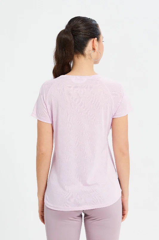 Women Lilac Jacquard Performance Active Te-Shirt