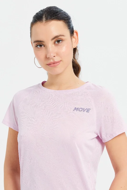 Women Lilac Jacquard Performance Active Te-Shirt