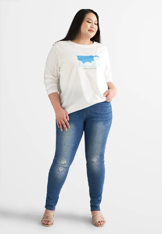 Appreciate Long Sleeve Single Jersey Graphic Tee - White Sky