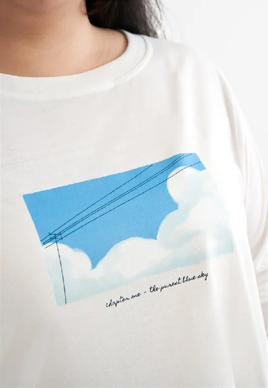 Appreciate Long Sleeve Single Jersey Graphic Tee - White Sky