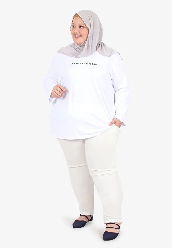 Introvert Anti-Social Long Sleeve Tee - White