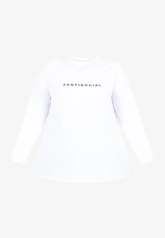 Introvert Anti-Social Long Sleeve Tee - White