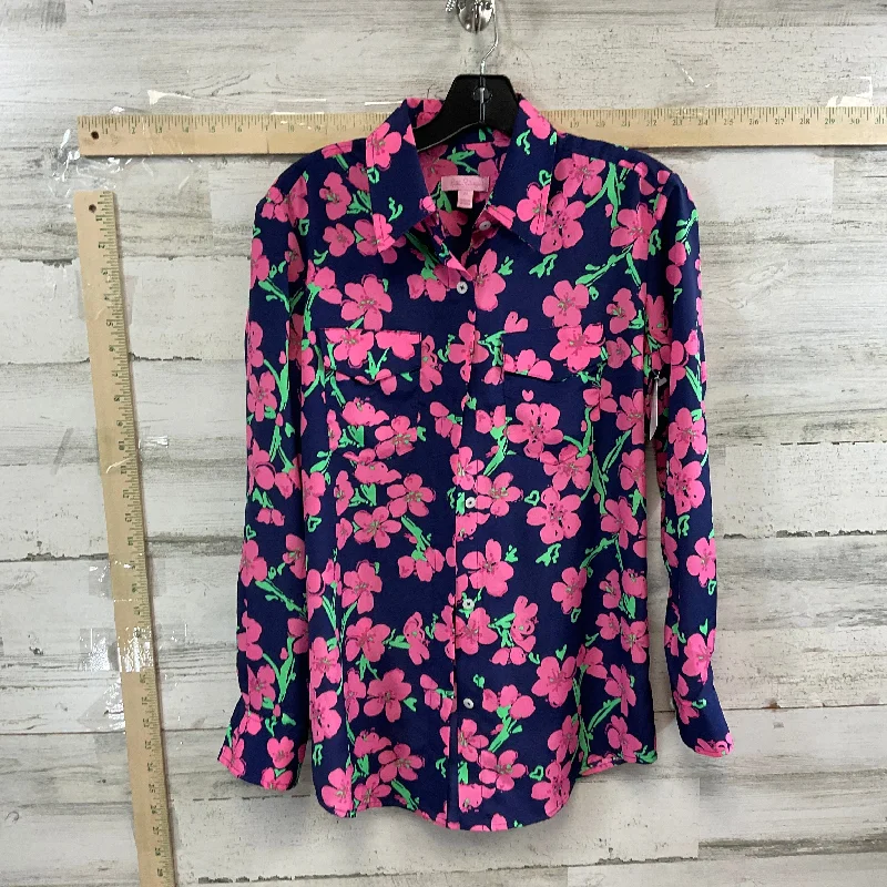 Blue & Pink Blouse Long Sleeve Lilly Pulitzer, Size Xs