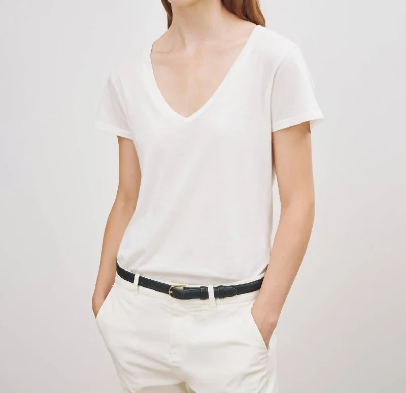 Carol V-Neck Tee In White