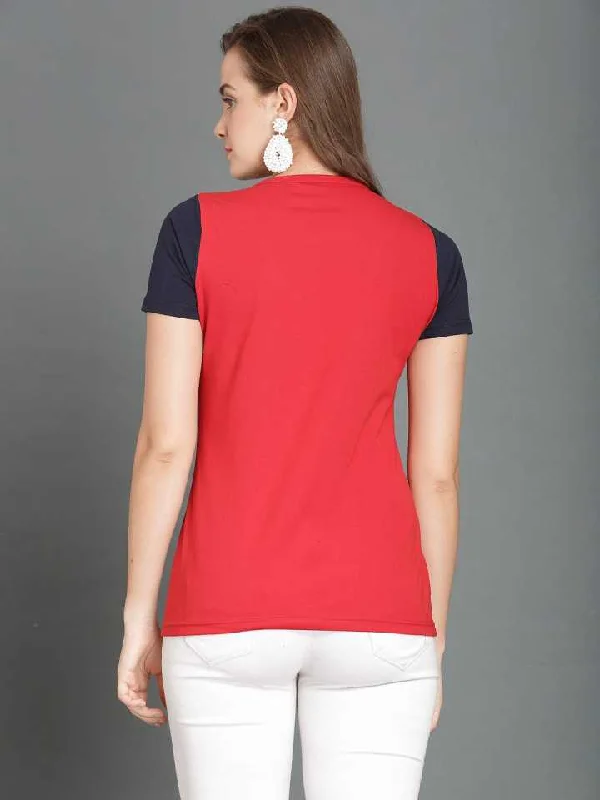 TANDUL  Color Block Women Round Neck Red T-Shirt