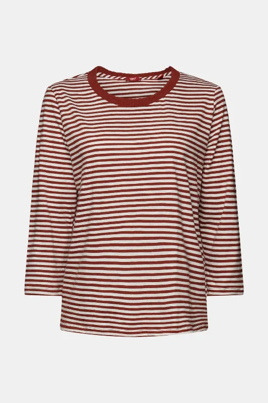 Esprit 3/4 Sleeve Striped Cotton T-Shirt