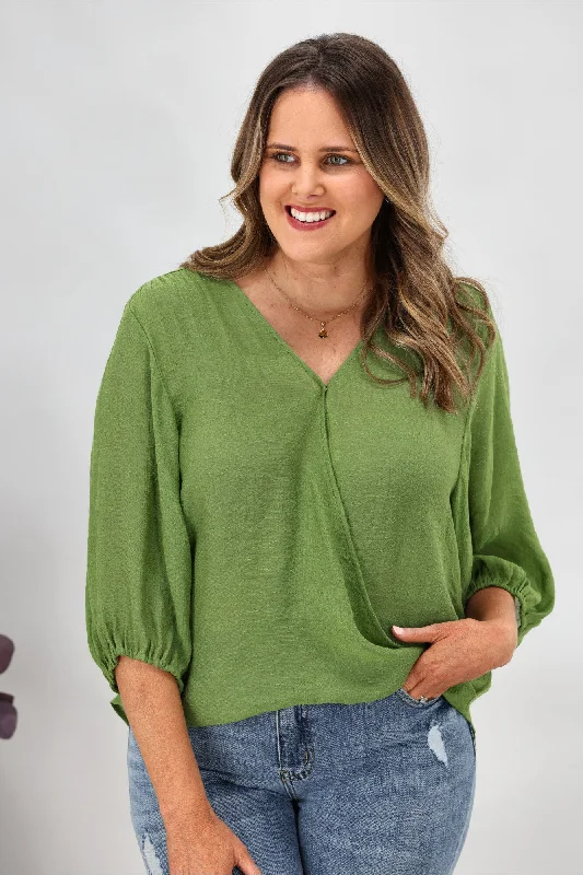 Gloss by Shine On Laina Wrap Front Blouse Green