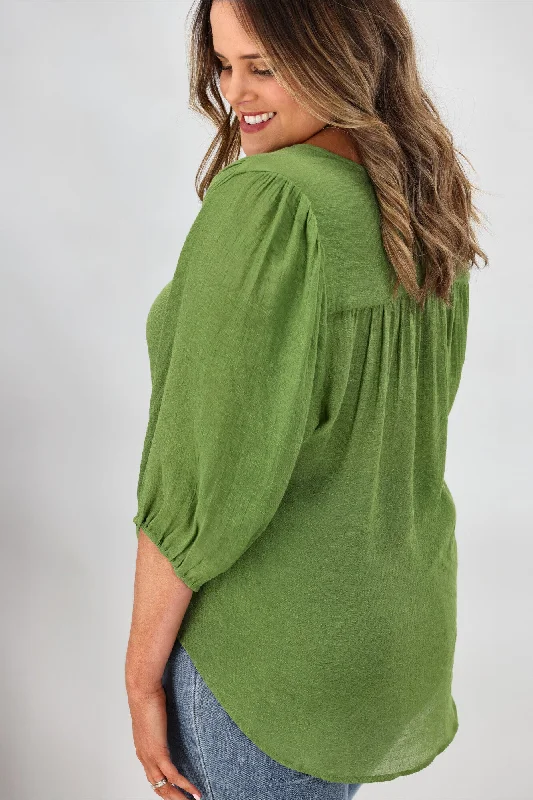 Gloss by Shine On Laina Wrap Front Blouse Green