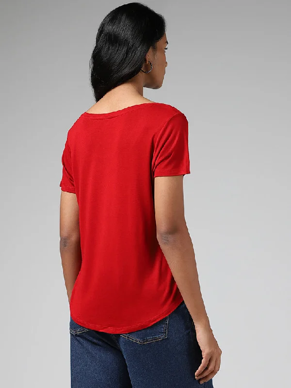 LOV Red Printed T-Shirt