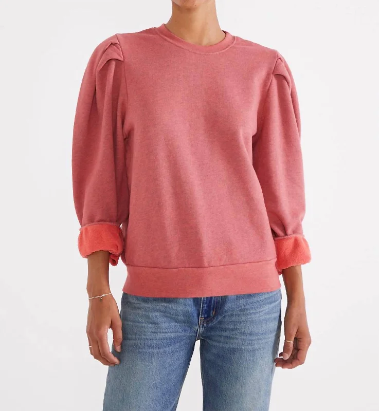 Lysse Pleat Sleeve Top In Grenadine Heather