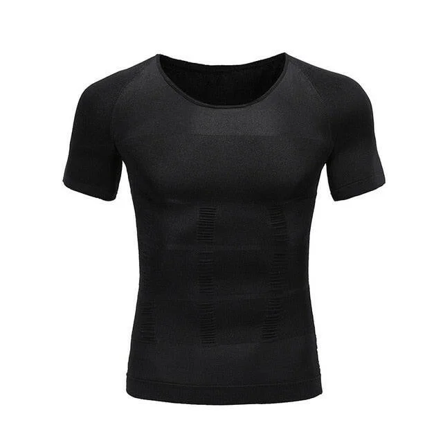 Mens Slimming Body Shaper Tummy Shaper T-shirt Slim Lift Corset Waist Muscle Girdle Shirt Fat Burn Posture Correct Underwears