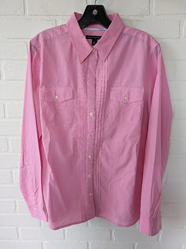 Pink Blouse Long Sleeve Banana Republic, Size L