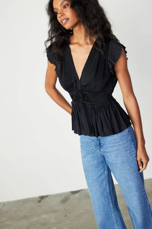 Mara Pleated Sleeveless Blouse