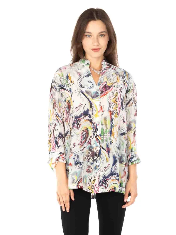 Tianello ""Happa"" Print Washable Silk ""Taipei"" Blouse