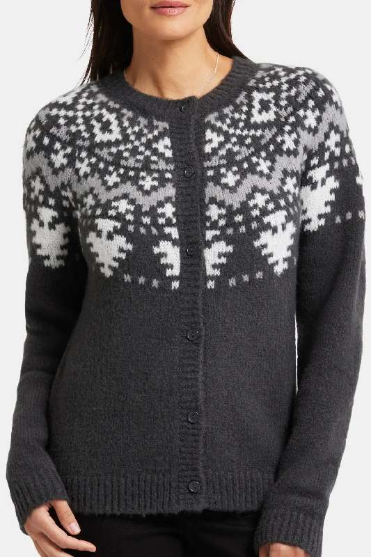 Winter Fairisle Cardigan - Charcoal Heathered