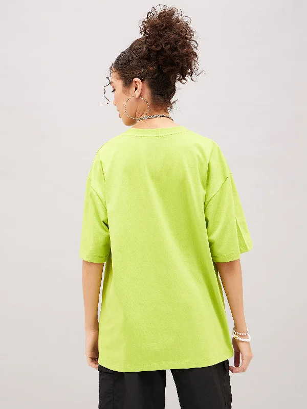 Women Green You Love Only Money Oversized T-shirt