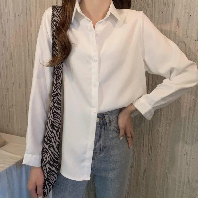 Women's Korean Fashion Pure Color Shirts