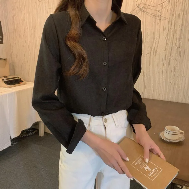 Women's Korean Fashion Pure Color Shirts