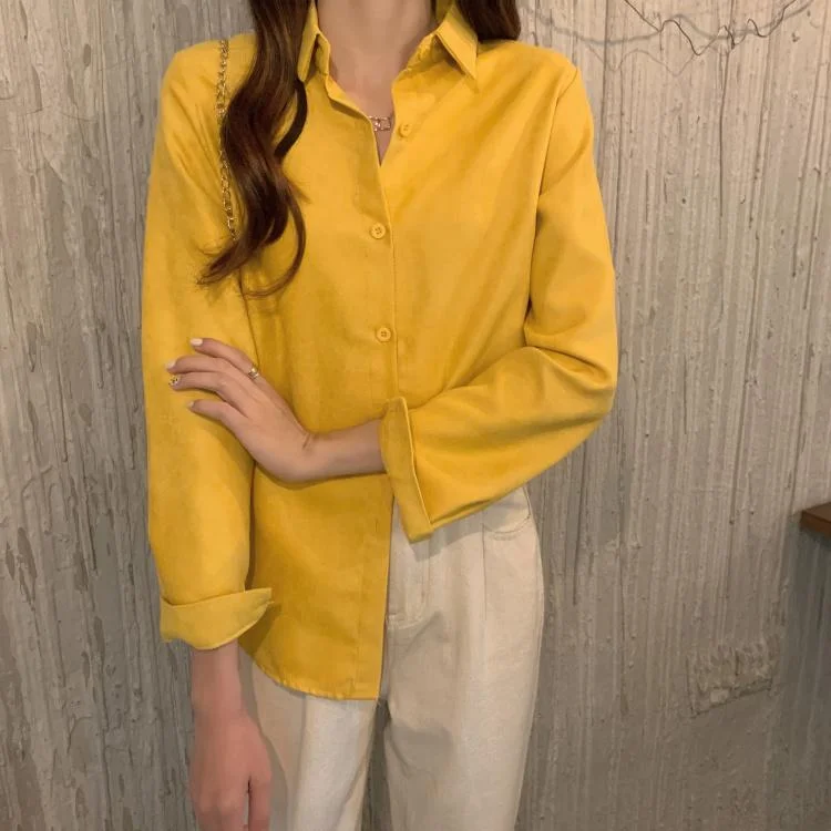 Women's Korean Fashion Pure Color Shirts