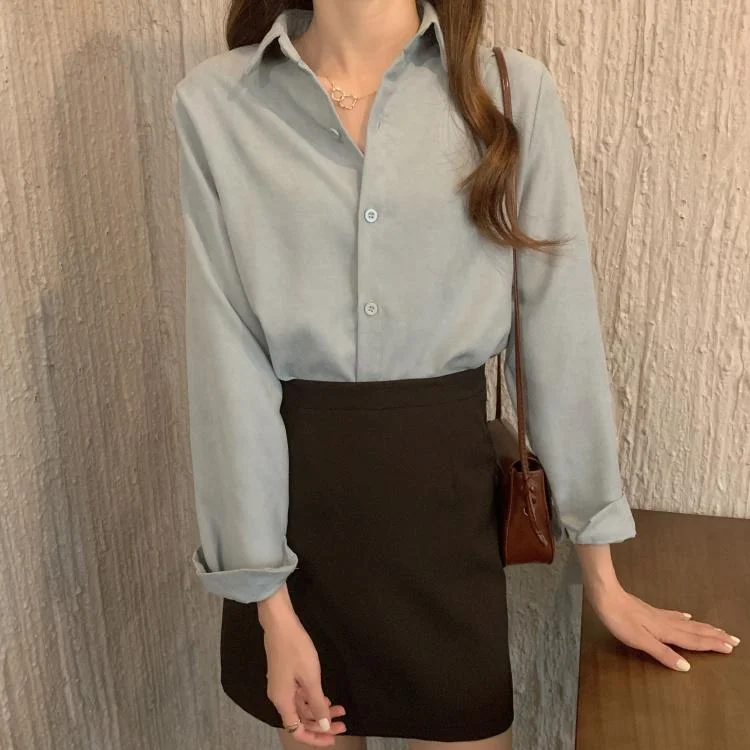 Women's Korean Fashion Pure Color Shirts