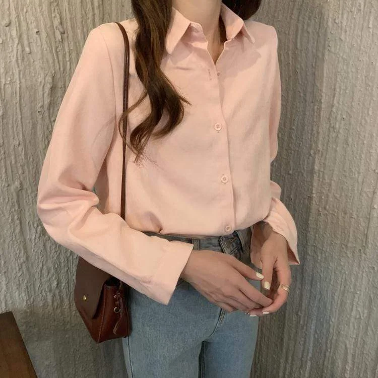 Women's Korean Fashion Pure Color Shirts