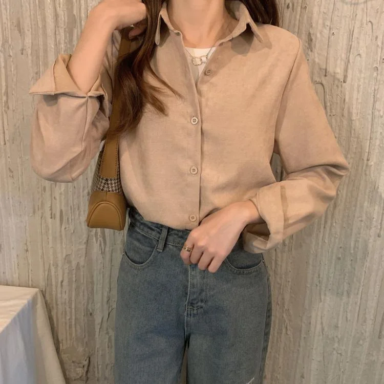 Women's Korean Fashion Pure Color Shirts